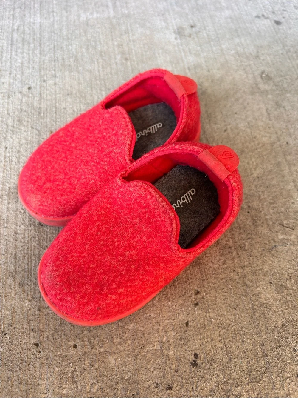 allbirds Kids Red Wool Slip-Ons